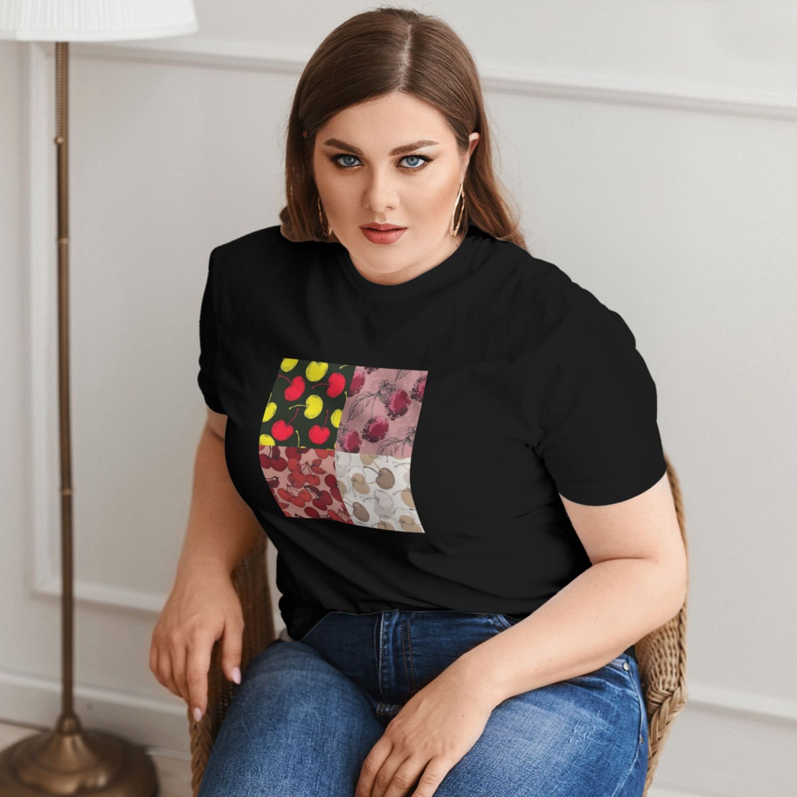 Women's Large Size Imitation Cotton Round Neck Short Sleeve T-Shirt