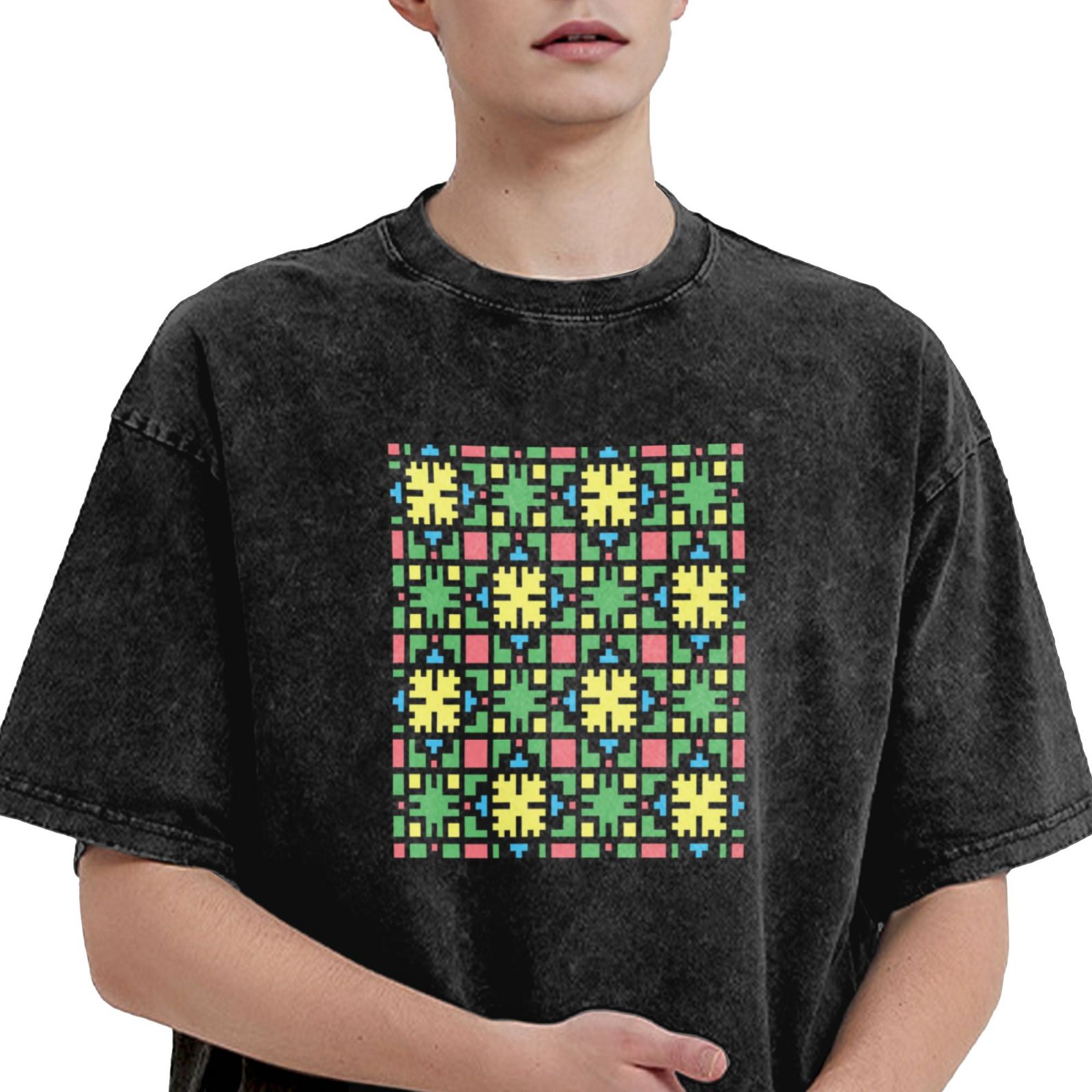 Retro washed drop shoulder short sleeve T-shirt
