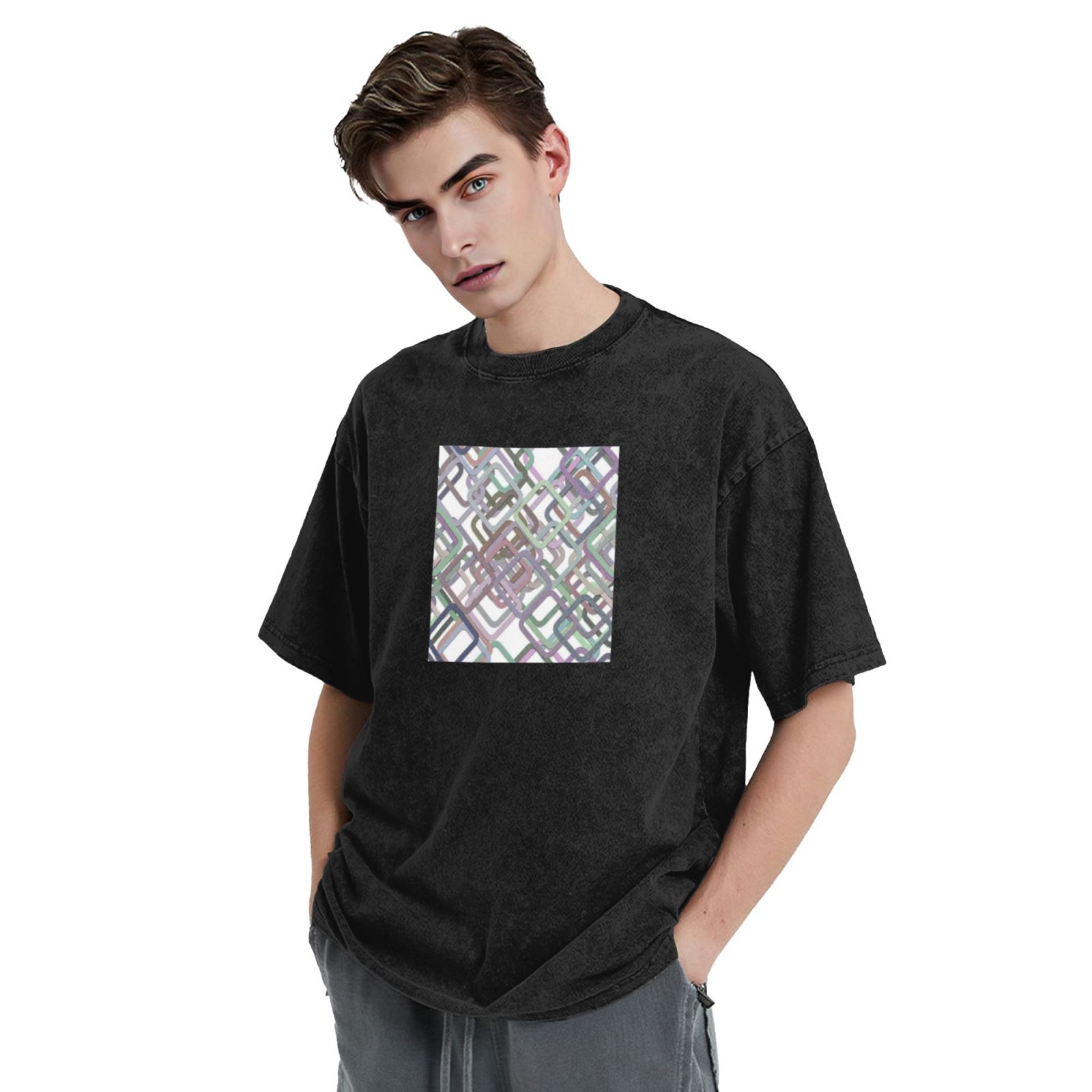 Retro washed drop shoulder short sleeve T-shirt