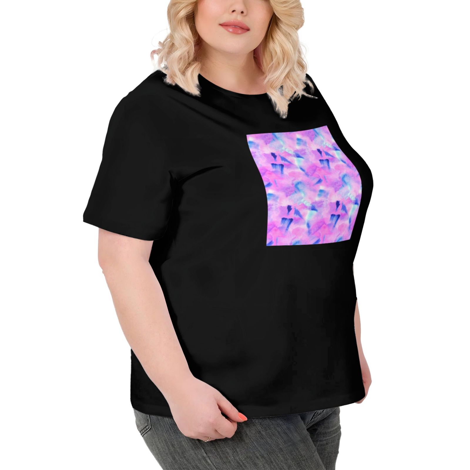 Women's Large Size Imitation Cotton Round Neck Short Sleeve T-Shirt