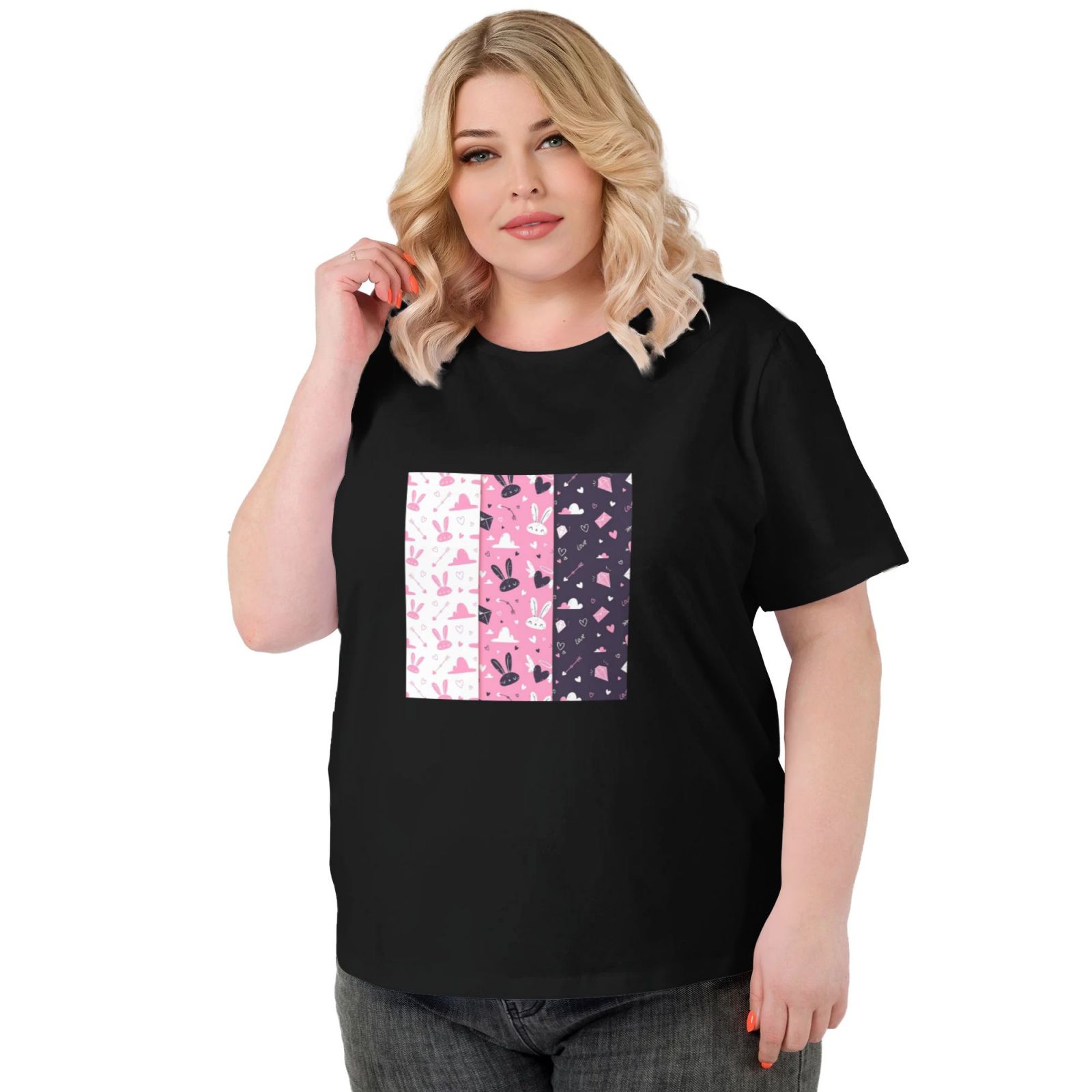 Women's Large Size Imitation Cotton Round Neck Short Sleeve T-Shirt